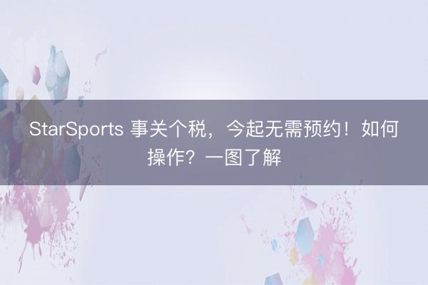 StarSports 事关个税,今起无需预约!如何操作?一图了解