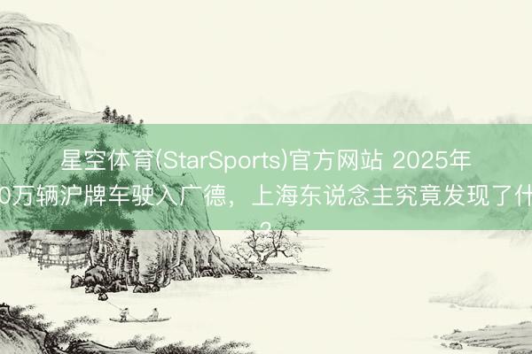 星空体育(StarSports)官方网站 2025年，10万辆沪牌车驶入广德，上海东说念主究竟发现了什么？