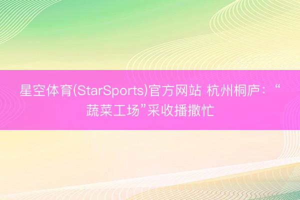 星空体育(StarSports)官方网站 杭州桐庐：“蔬菜工场”采收播撒忙