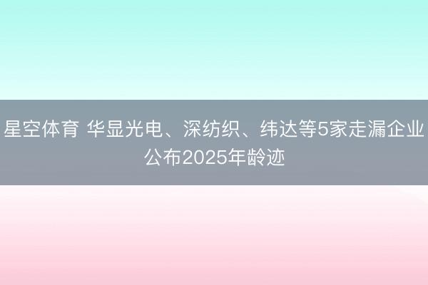 星空体育 华显光电、深纺织、纬达等5家走漏企业公布2025年龄迹
