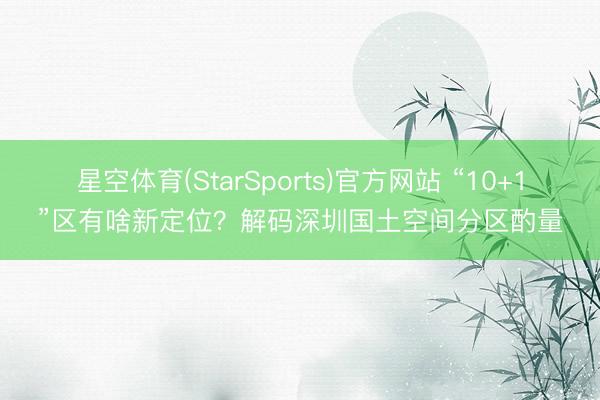 星空体育(StarSports)官方网站 “10+1”区有啥新定位?解码深圳国土空间分区酌量