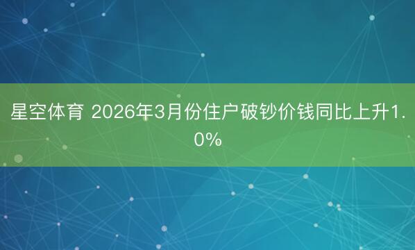 星空体育 2026年3月份住户破钞价钱同比上升1.0%