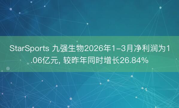 StarSports 九强生物2026年1-3月净利润为1.06亿元， 较昨年同时增长26.84%