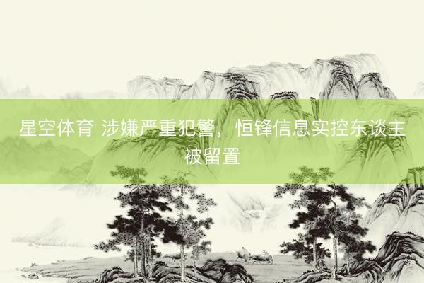 星空体育 涉嫌严重犯警，恒锋信息实控东谈主被留置