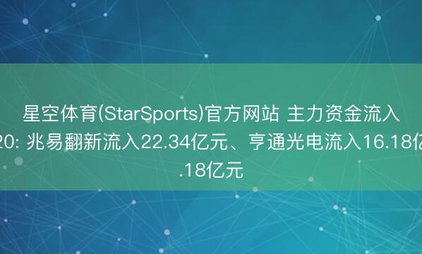 星空体育(StarSports)官方网站 主力资金流入前20: 兆易翻新流入22.34亿元、亨通光电流入16.18亿元