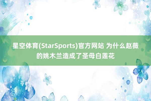 星空体育(StarSports)官方网站 为什么赵薇的姚木兰造成了圣母白莲花