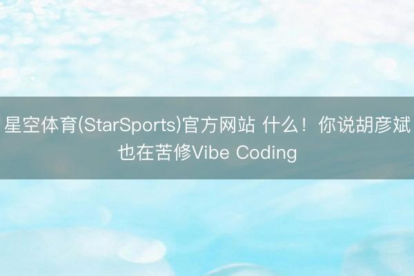 星空体育(StarSports)官方网站 什么！你说胡彦斌也在苦修Vibe Coding