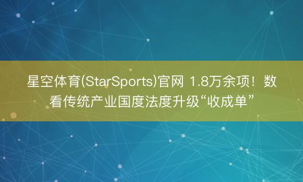 星空体育(StarSports)官网 1.8万余项！数看传统产业国度法度升级“收成单”